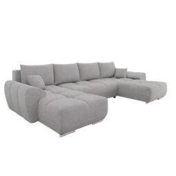 Logo U Corner Sofa Bed With Storage Reversible Side Velvet Upholstery Modern U Shaped Design Light Grey - thumbnail 2