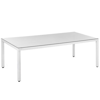 Beliani Garden Dining Table Italy 220 Cm 100 Cm Glass White - image 1