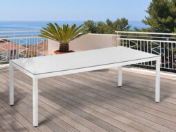 Beliani Garden Dining Table Italy 220 Cm 100 Cm Glass White - thumbnail 2