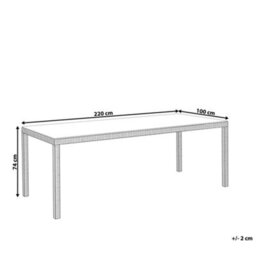 Beliani Garden Dining Table Italy 220 Cm 100 Cm Glass White - thumbnail 3