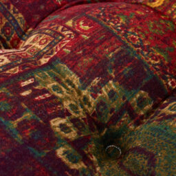 Living And Home Red Square Faux Linen Double-Sided Chair Cushion With Pom-Pom Trim, 40Cm (W) X 40Cm (D) X 8Cm (H) - thumbnail 7