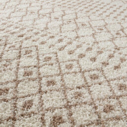 The Rugs Soft Moroccan Diamond Shaggy Rugs And Runners High Pile Ivory And Beige Living Room Kitchen Hallway 1030 - thumbnail 3