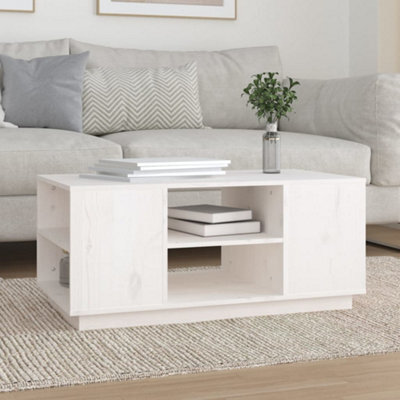 Walplus Coffee Table White 90X49X40.5 Cm Solid Wood Pine - image 1