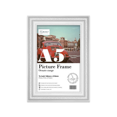 A5 White Ornate Picture Frame (21 X 14.7Cm) Poster, Photo, Artwork, Gallery Wall Or Print - image 1