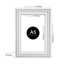 A5 White Ornate Picture Frame (21 X 14.7Cm) Poster, Photo, Artwork, Gallery Wall Or Print - thumbnail 2