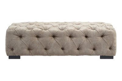 Orsina Elegant Natural Fabric Foostool, Button Tufted Upholstered Soft Footstool, Premium Footstool For Bedroom - image 1