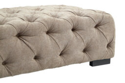 Orsina Elegant Natural Fabric Foostool, Button Tufted Upholstered Soft Footstool, Premium Footstool For Bedroom - thumbnail 5