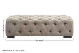 Orsina Elegant Natural Fabric Foostool, Button Tufted Upholstered Soft Footstool, Premium Footstool For Bedroom - thumbnail 4