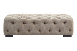 Orsina Elegant Natural Fabric Foostool, Button Tufted Upholstered Soft Footstool, Premium Footstool For Bedroom - thumbnail 1
