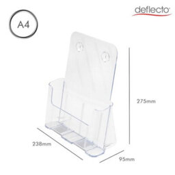 Deflecto Yearntree Deflecto A4 Portrait High Back Single Compartment Literature Holder, Magazine File Holder, Leaflet Holder, Leaflet Display Stand, - thumbnail 4