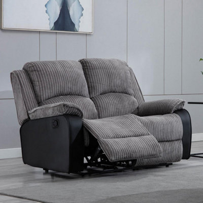 More4Homes Postana Manual High Back Jumbo Cord Fabric Recliner 2 Seater Sofa (Grey) - image 1
