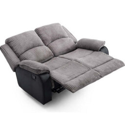 More4Homes Postana Manual High Back Jumbo Cord Fabric Recliner 2 Seater Sofa (Grey) - thumbnail 4