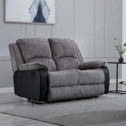 More4Homes Postana Manual High Back Jumbo Cord Fabric Recliner 2 Seater Sofa (Grey) - thumbnail 7