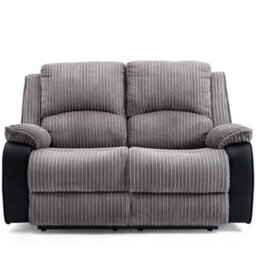 More4Homes Postana Manual High Back Jumbo Cord Fabric Recliner 2 Seater Sofa (Grey) - thumbnail 3