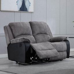 More4Homes Postana Manual High Back Jumbo Cord Fabric Recliner 2 Seater Sofa (Grey) - thumbnail 1
