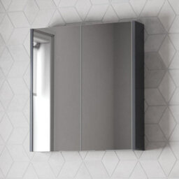 Affine 600mm Bathroom Mirror Cabinet 2 Door Storage Cupboard Wall Mounted Grey Gloss - thumbnail 3