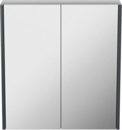 Affine 600mm Bathroom Mirror Cabinet 2 Door Storage Cupboard Wall Mounted Grey Gloss - thumbnail 7
