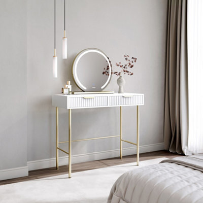 CARME Home Maya White Dressing Table With Eden Led Mirror - image 1