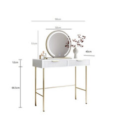 CARME Home Maya White Dressing Table With Eden Led Mirror - thumbnail 5