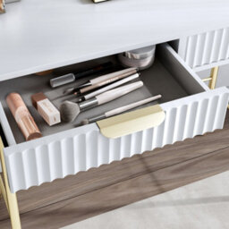CARME Home Maya White Dressing Table With Eden Led Mirror - thumbnail 2