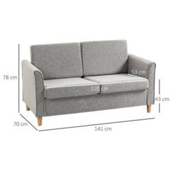 Wyld Haus Lovina Light Grey Compact 2-Seater Sofa With Wooden Legs And Armrests 141Cm - thumbnail 3