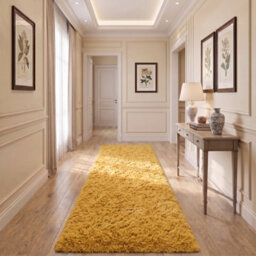 Oxford Homeware Shaggy Rug Anti-Slip Washable Soft Fluffy Living Room And Bedroom Rug (Ochre, 80X150Cm) - thumbnail 6