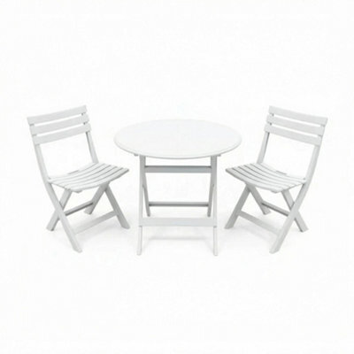 Alivio 3-Piece Folding Bistro Table & Chairs Set, Foldable Space-Saving Patio Furniture, Indoor Outdoor Dining Cafe Set (White) - image 1