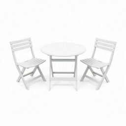 Alivio 3-Piece Folding Bistro Table & Chairs Set, Foldable Space-Saving Patio Furniture, Indoor Outdoor Dining Cafe Set (White) - thumbnail 1
