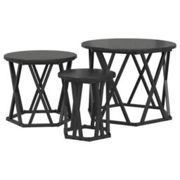 Berkfield Nesting Side Tables 3 Pcs Black Oak Engineered Wood - thumbnail 2