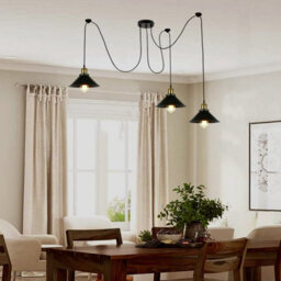 Vintage Black Spider Cone Shaped Ceiling Pendant Light Shade Easy Fit Shades Decor Hanging Lights (3 Head) - thumbnail 3