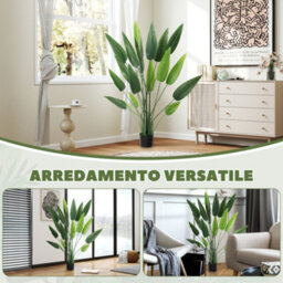 Artificial Bird Of Paradise Plant, 140 Cm Tall, With 20 Leaves, Decorative Fake Plant With Pot And Moss, Green Plant Made Of Pe - thumbnail 9