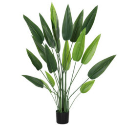 Artificial Bird Of Paradise Plant, 140 Cm Tall, With 20 Leaves, Decorative Fake Plant With Pot And Moss, Green Plant Made Of Pe - thumbnail 1