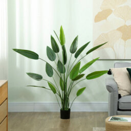 Artificial Bird Of Paradise Plant, 140 Cm Tall, With 20 Leaves, Decorative Fake Plant With Pot And Moss, Green Plant Made Of Pe - thumbnail 3