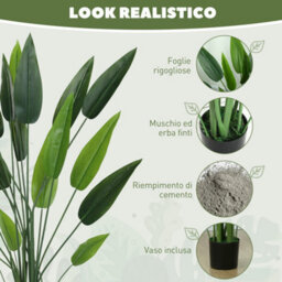 Artificial Bird Of Paradise Plant, 140 Cm Tall, With 20 Leaves, Decorative Fake Plant With Pot And Moss, Green Plant Made Of Pe - thumbnail 5