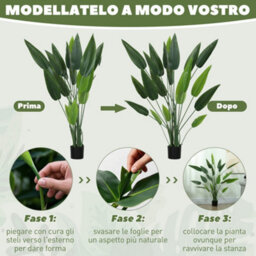 Artificial Bird Of Paradise Plant, 140 Cm Tall, With 20 Leaves, Decorative Fake Plant With Pot And Moss, Green Plant Made Of Pe - thumbnail 7