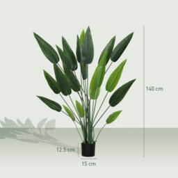 Artificial Bird Of Paradise Plant, 140 Cm Tall, With 20 Leaves, Decorative Fake Plant With Pot And Moss, Green Plant Made Of Pe - thumbnail 4