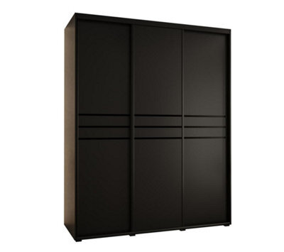 Arte Cannes X Mirrored Sliding Door Wardrobe W200Cm - Sleek Black Storage Solution For Spacious Rooms - image 1