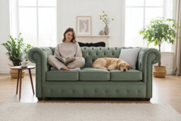 Chesterfield 3 Seater Fabric Malta Seaspray 11 Sofa - thumbnail 2
