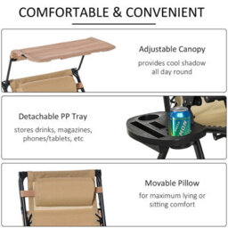 Foxden Beige Garden Rocking Sun Lounger Zero Gravity Recliner Adjustable Recline Folding Chair - thumbnail 5