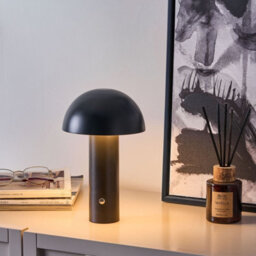 Wyld And Coco Mushroom Led Table Lamp Black - Wireless Rechargeable, Touch Dimmable, Indoor Outdoor - thumbnail 2