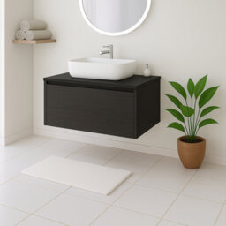 Plum&clay Matterhorn Dark Oak Wall Hung Bathroom Vanity Unit With Black Countertop (W)750mm (H)450mm