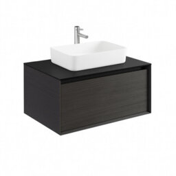 Plum&clay Matterhorn Dark Oak Wall Hung Bathroom Vanity Unit With Black Countertop (W)750mm (H)450mm - thumbnail 2