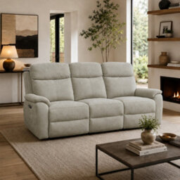 Aspire Richmond 3 Seater Power Recliner Sofa, Chenille Grey - thumbnail 1