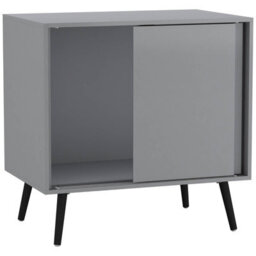 Urbn-Living Urbnliving 2-Door Sliding Chest Cabinet Sideboard Grey Carcass Closet Storage Cupboard Organiser With Black Legs - thumbnail 5