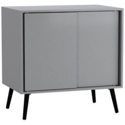 Urbn-Living Urbnliving 2-Door Sliding Chest Cabinet Sideboard Grey Carcass Closet Storage Cupboard Organiser With Black Legs - thumbnail 1