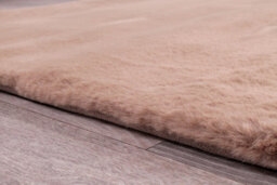 Faux Fur Beige Plain Shaggy Polyester Easy To Clean Rug For Living Room And Bedroom-80Cm X 150Cm - thumbnail 5