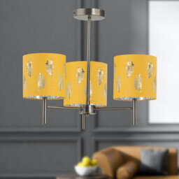 First Choice Lighting Brea - Antique Brass 3 Light Fitting With Ochre Fern Shades - thumbnail 3