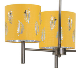 First Choice Lighting Brea - Antique Brass 3 Light Fitting With Ochre Fern Shades - thumbnail 2