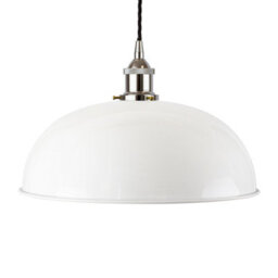 White Worcester Painted Dome Pendant Light With Nickel Lamp Holder And Black Twisted Cable - Se Home - thumbnail 1