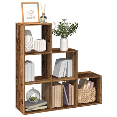 Walplus Room Divider Bookcase 3 Tier Old Wood 99X29X99 Cm Engineered Wood - image 1